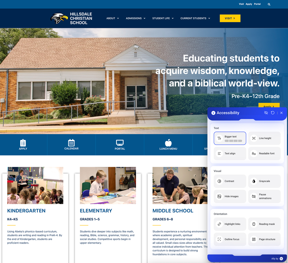 Accessible website design for school