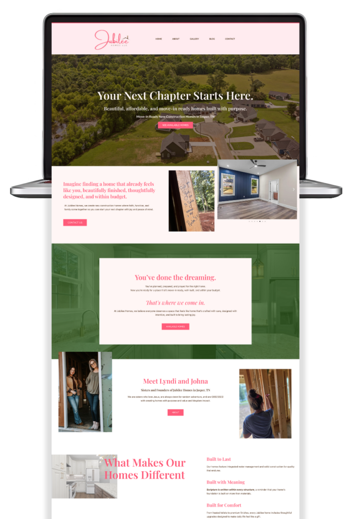 custom website design for home builder in jasper tennessee