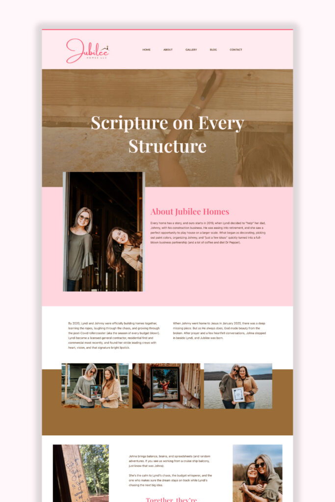 custom wordpress website design for home builder in tennessee